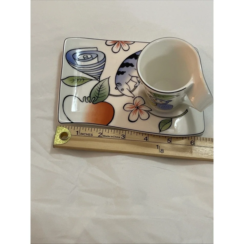 Vtg Villeroy &‎ Boch New Wave Caffe Jungle Coffee Cup & Saucer Porcelain Germany